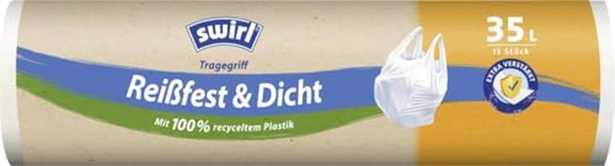 Antibacteriële Vuilniszakken met Draaggreep - 35L - 15 Stuks