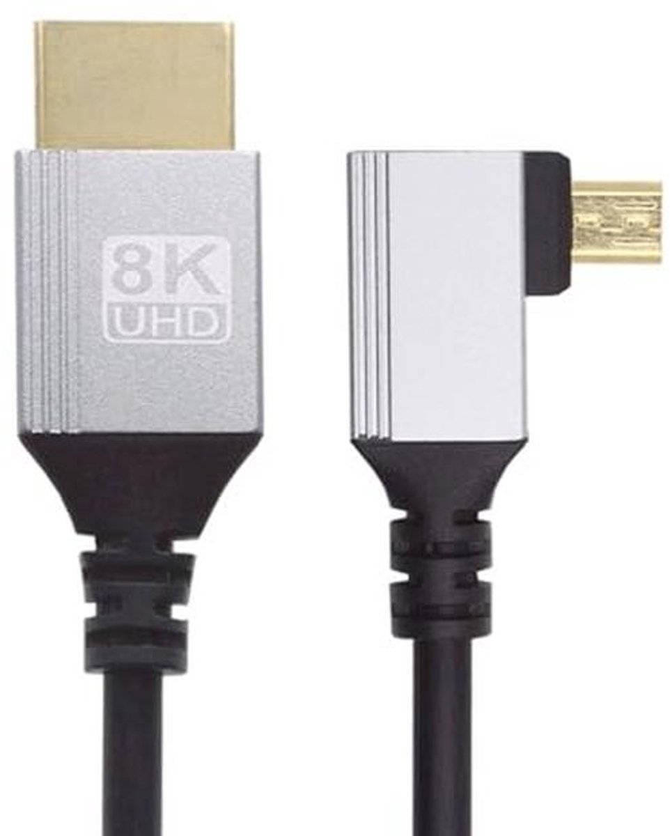 Linkshoekige Micro HDMI 2.1 Kabel - Ultra Dunne 8K/4K HDMI Kabel Type-A naar Type-D