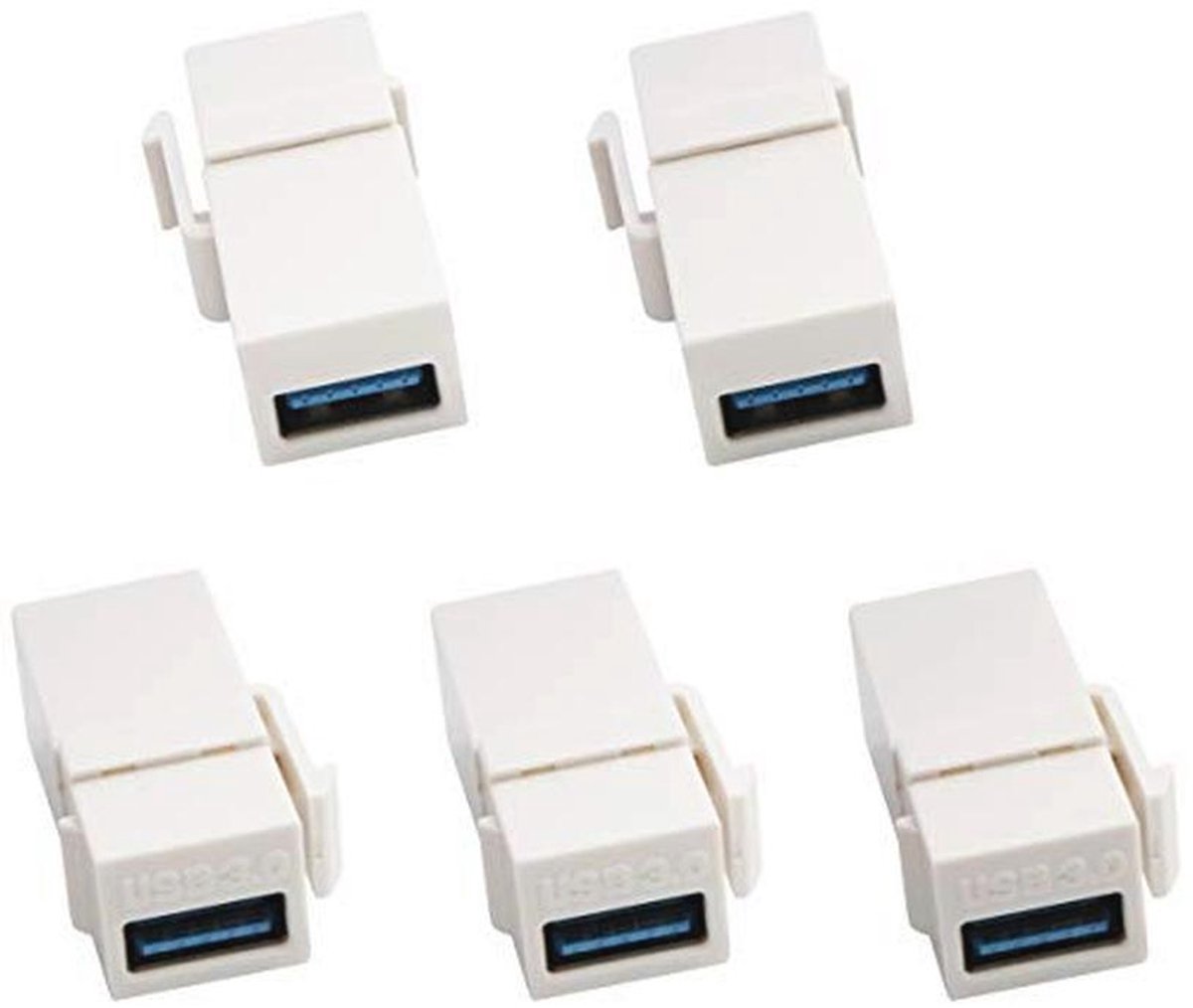 USB 3.0 A Keystone Adapter Vrouwelijk naar Vrouwelijk - 5 Pack - Ideaal voor Wandpanelen
