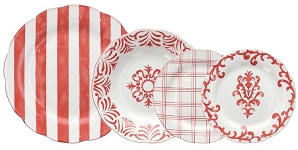 Tognana Riviera Tafelservies, 18-delig, porselein, rood