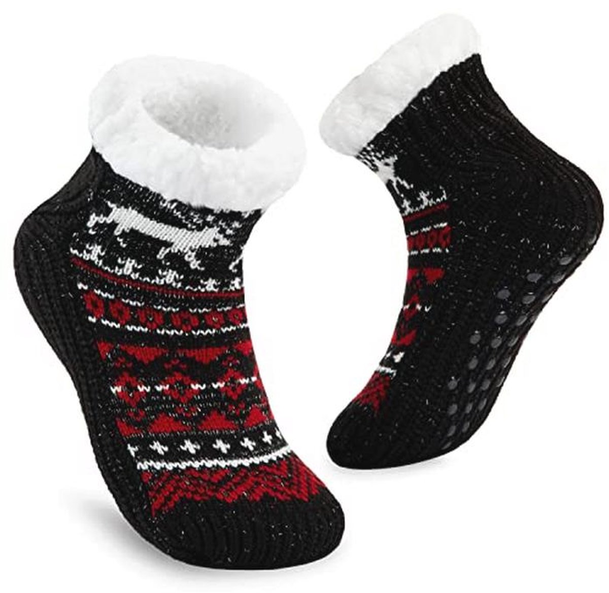 Fleece pantoffelsokken dames - Pluizige grip sokken voor extra comfort en warmte