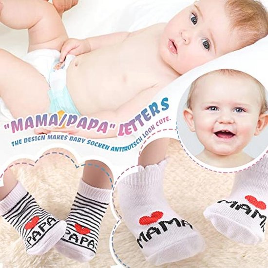 Antislip Babysokken 0-6 maanden met Spreuken - Grappige Cadeaus voor Pasgeborenen — afbeelding 3