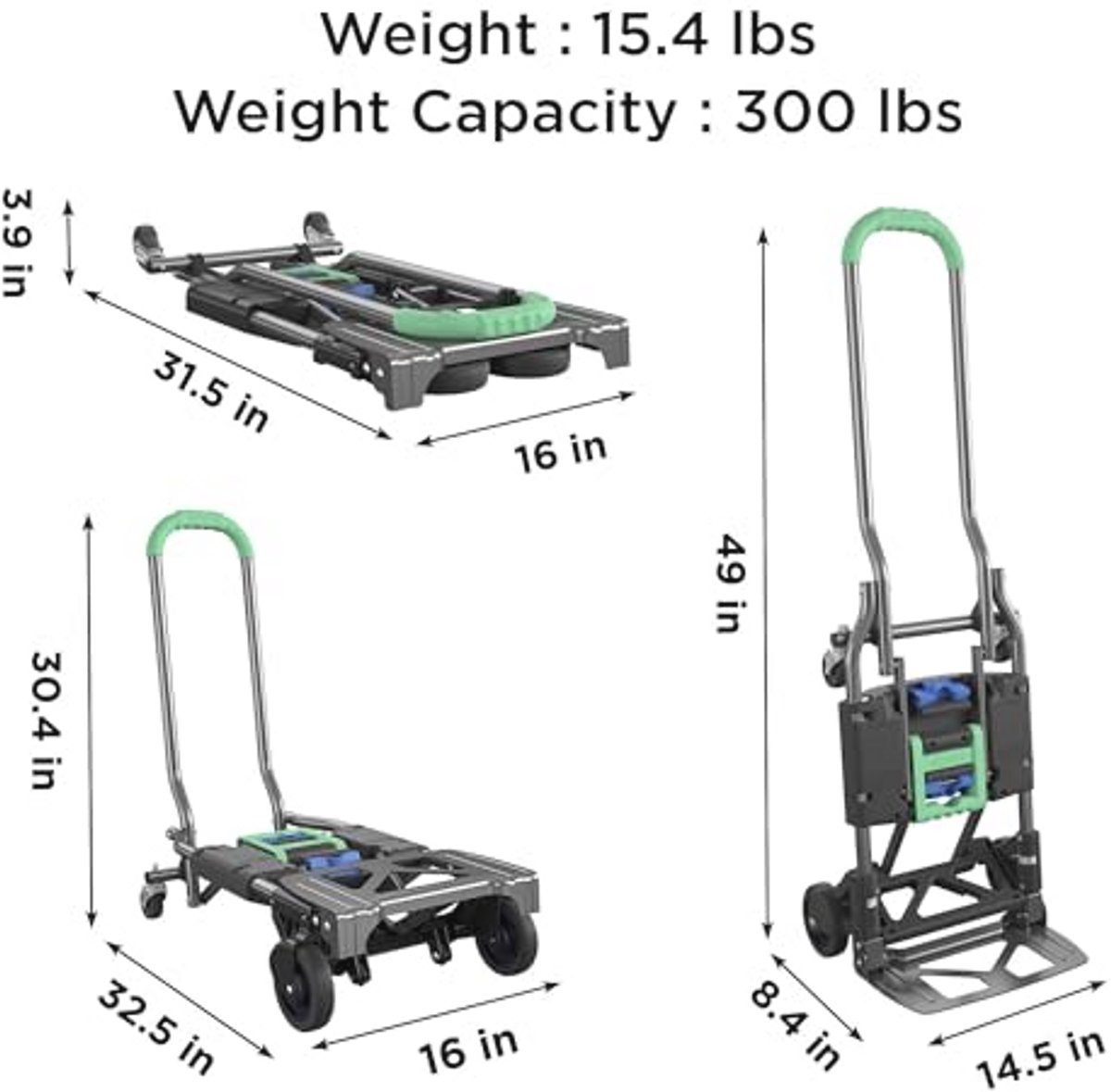 Multifunctionele Inklapbare Handwagen en Steekwagen tot 135 kg