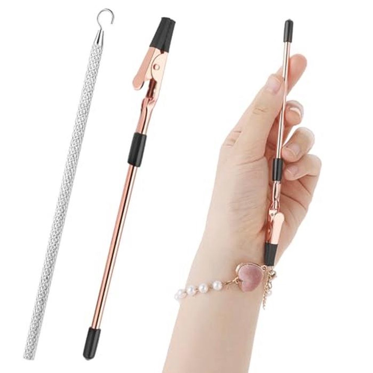 Hulp bij het Afnemen van Armbanden - 2 Stuks Metaal Tools met Rubber Klem en Ronde Haak