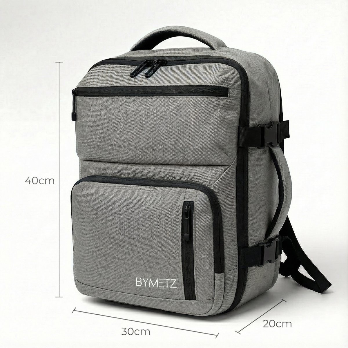 ByMetz 40x30x20 Handbagage Rugzak - Underseater - Laptopvak 15,6 - Grey