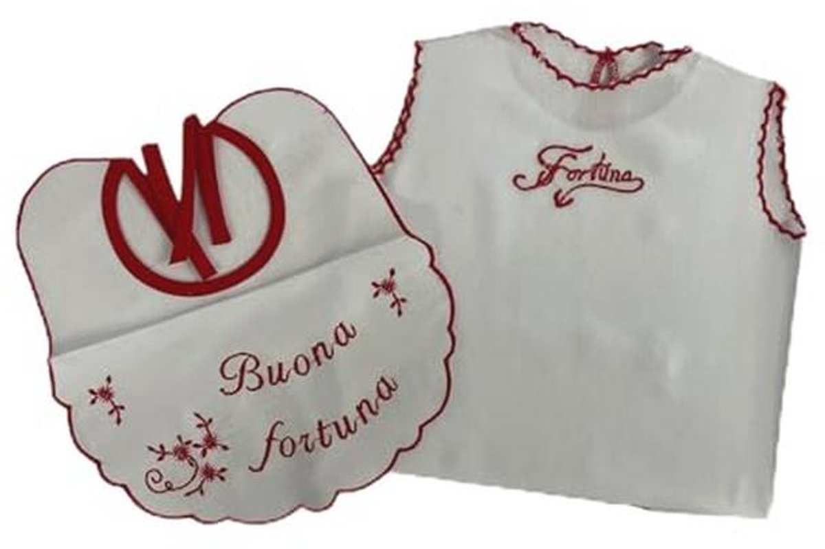 Set luxe babycadeauset met blouse en slabbetje van zijde - gemaakt in Italië