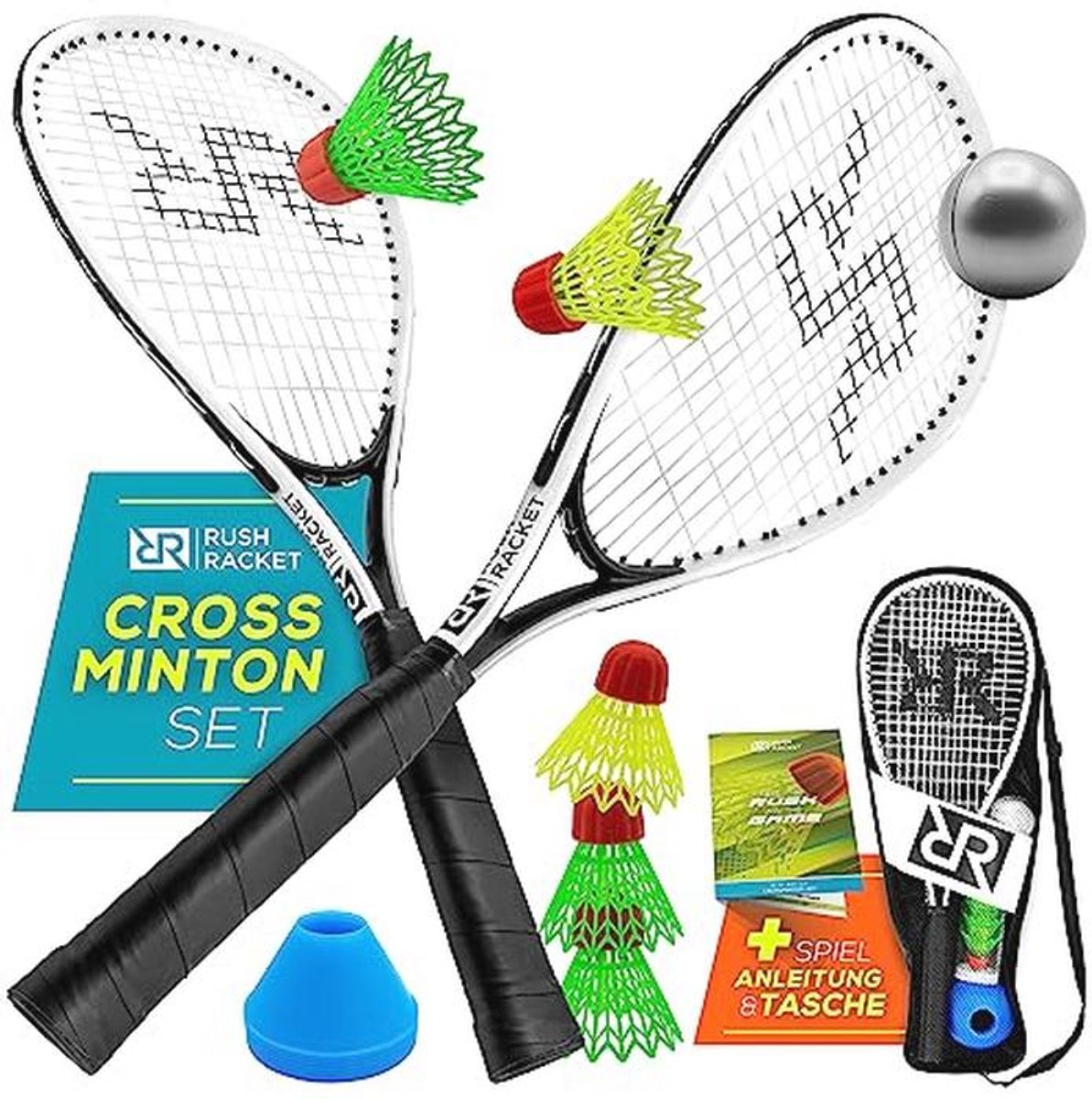 5-delige Speedbadmintonset - Professionele Crossmintonset met Rackets en Shuttles