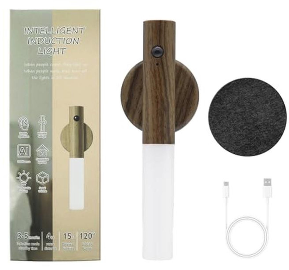 Draagbare Oplaadbare Wandlamp met Bewegingssensor - 3000K Warm Wit LED Nachtlampje voor Binnengebruik