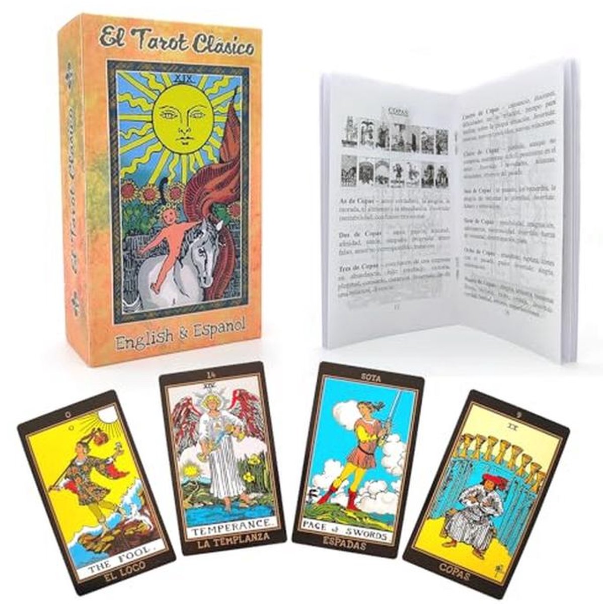 Klassiek 78-Kaarten Tarot Deck voor Beginners in Spaans en Engels