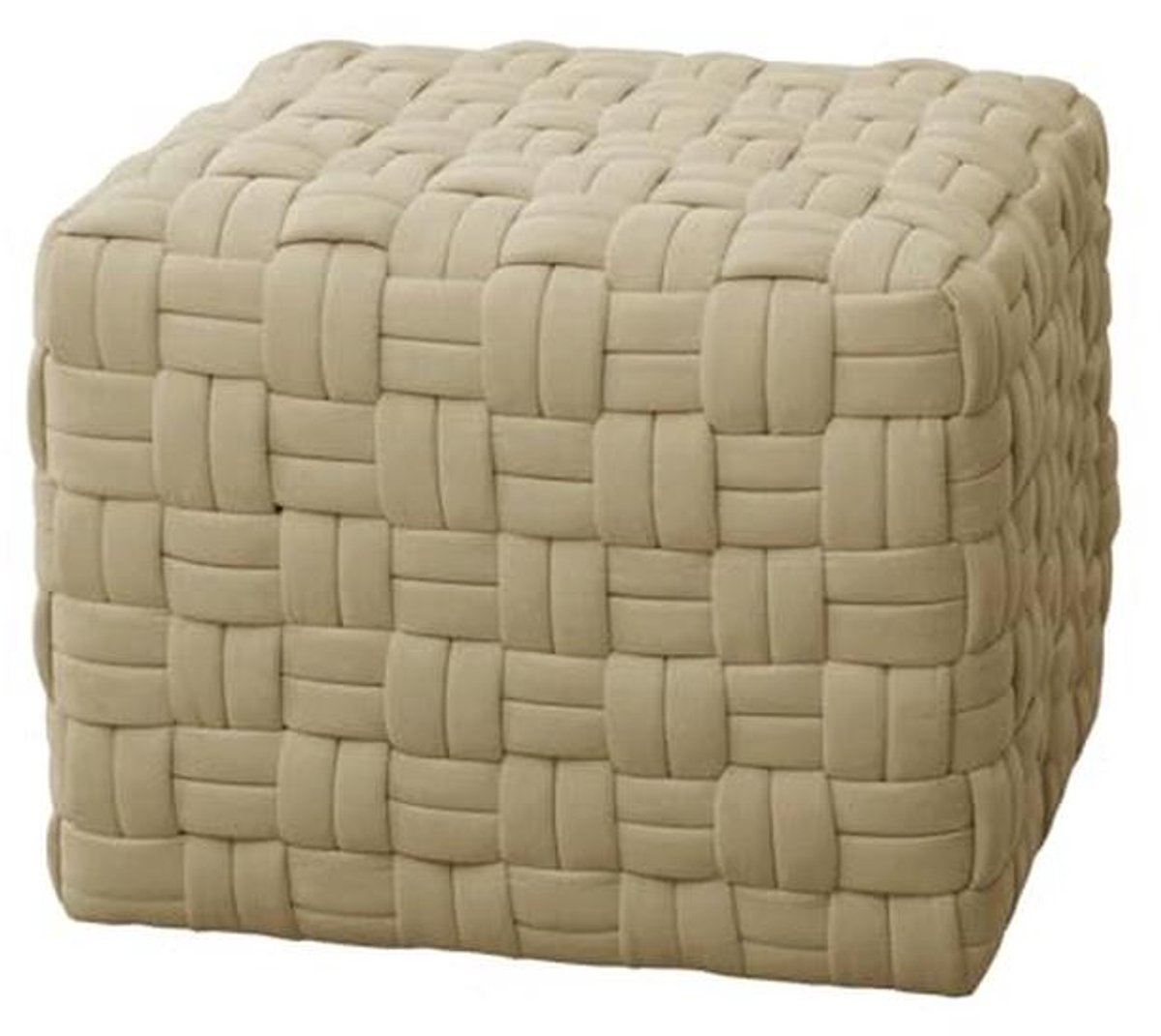 Stijlvolle Gevlochten Poef - Beige Zitkussen voor Stijlvol Wonen