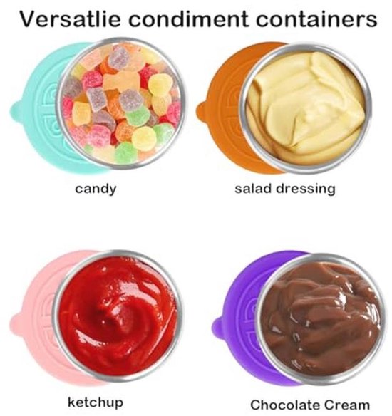 Mini Snackbox voor Kinderen - Roestvrijstalen Voedselcontainer - Herbruikbare Sauscontainer - Lekvrij 50 ml - Set van 4 van MINI — afbeelding 3