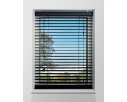 Houten Jaloezie - 50mm - Zwart - 90x250cm - Ladderkoord