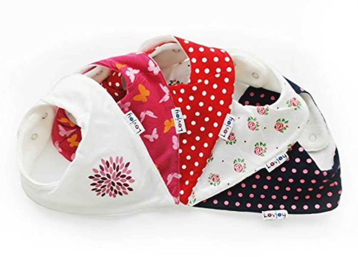 Super absorberende bandana slabbetjes voor baby's - ideaal voor dribbeljaren - verstelbare knopen - 5 stuks met bloesemdesign