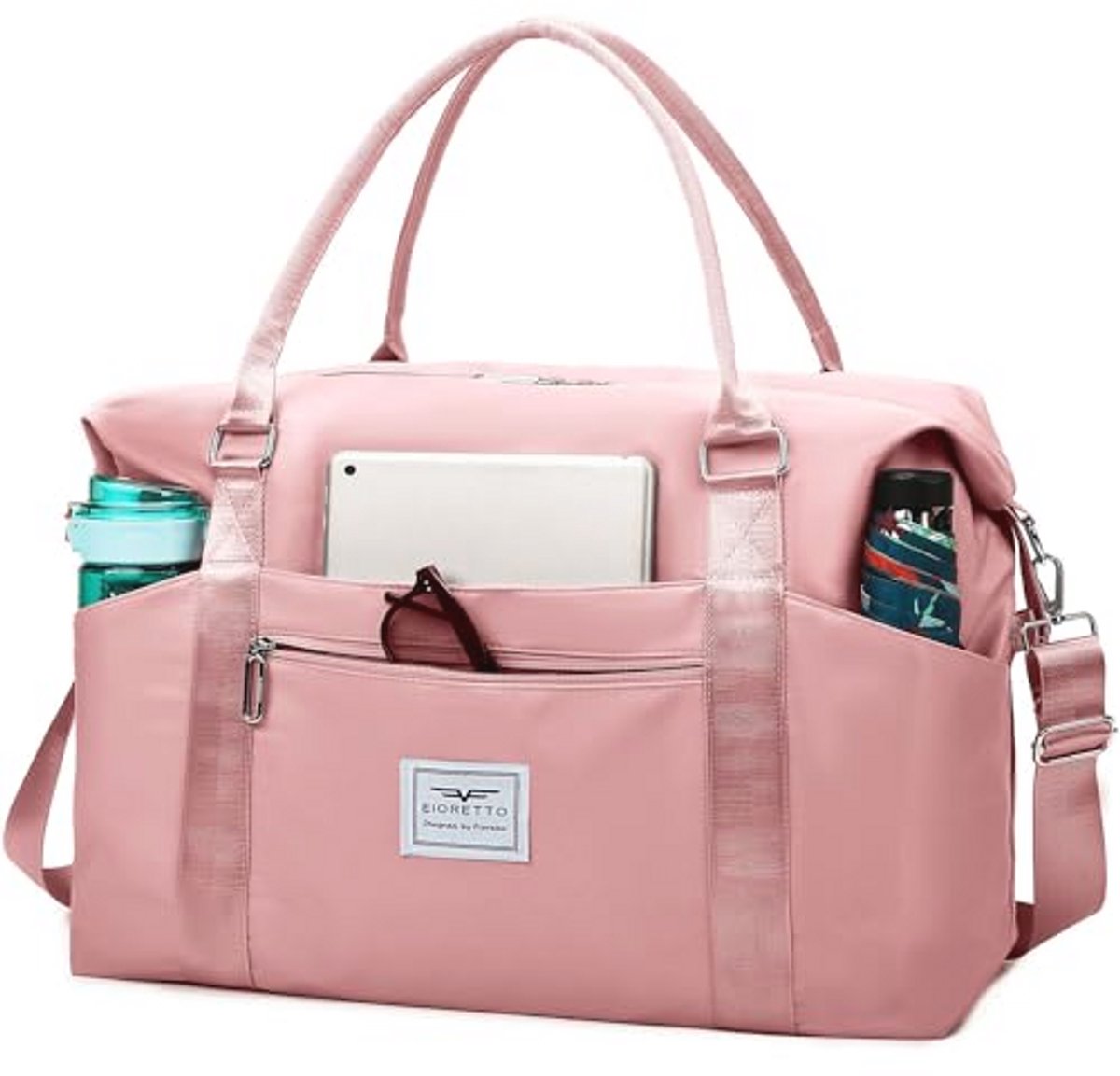 FIORETTO Vrouwen sportschool tas met vochtige zak, weekend weekendtas met afneembare riem, waterafstotende Carry On ziekenhuis Holdall