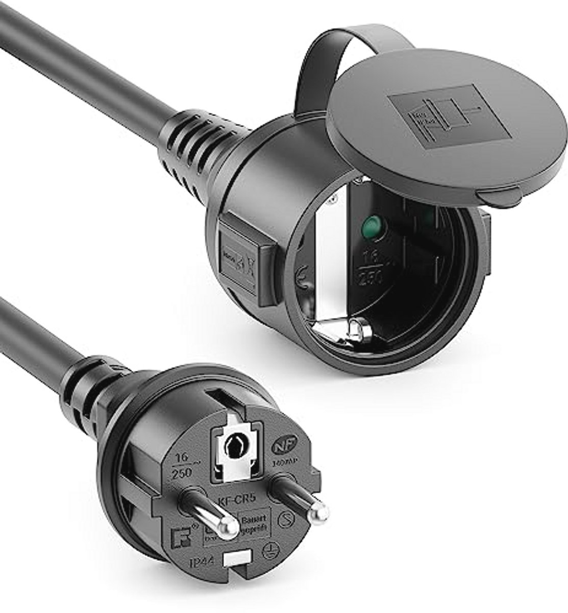 5m Verlengkabel Buiten IP44 (H07RN-F 3G1.5mm²) Weerbestendig Rubber - Zwart