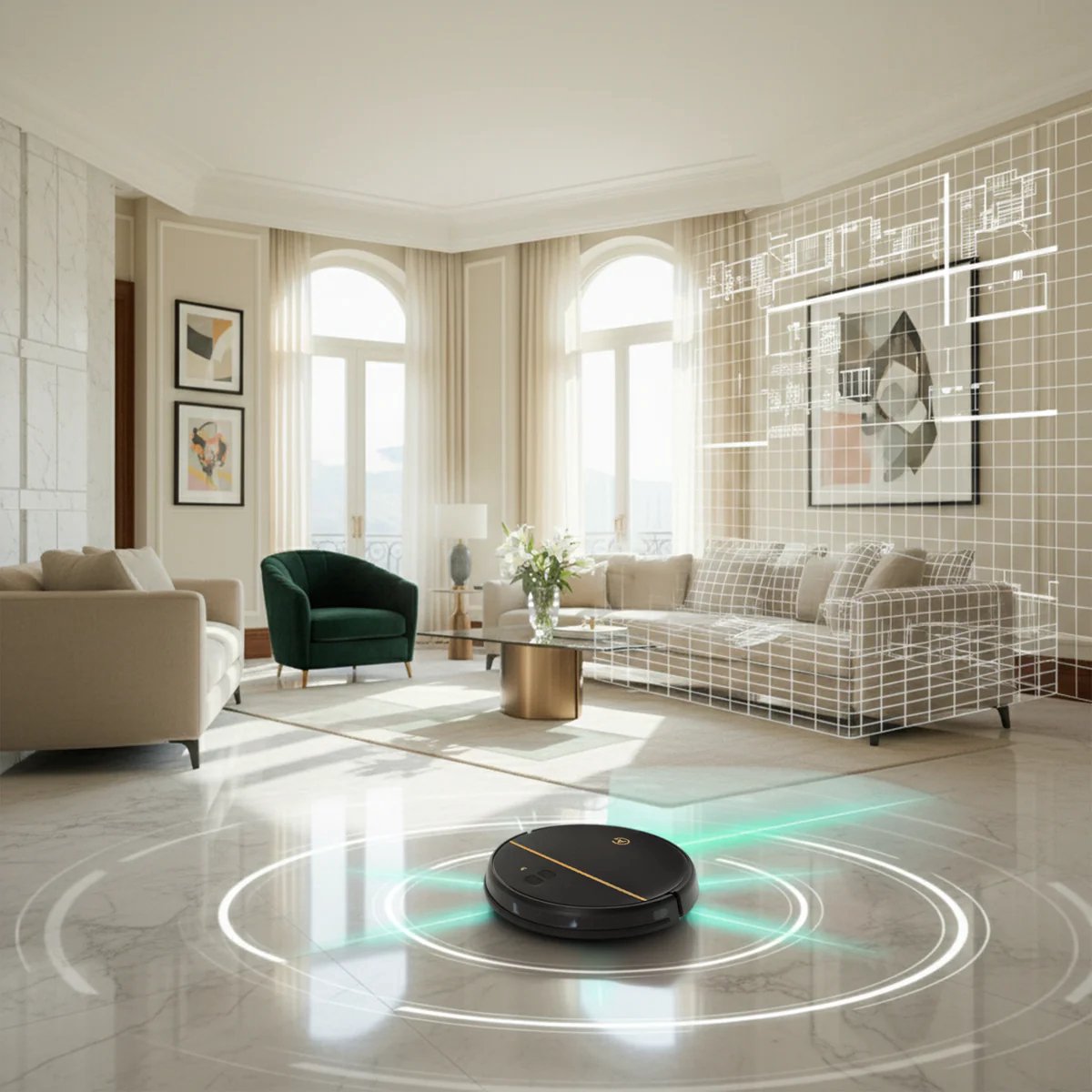 AG6100 Robotstofzuiger met Dweilfunctie - 120minuten - Met Oplaadstation - Robotstofzuigers - Huisdieren - met Dweil - Luxe Robotstofzuiger - Dweilrobot - Automatisch opladen - App of afstandsbediening te gebruiken - 2500Mah - Stripe Design — afbeelding 7