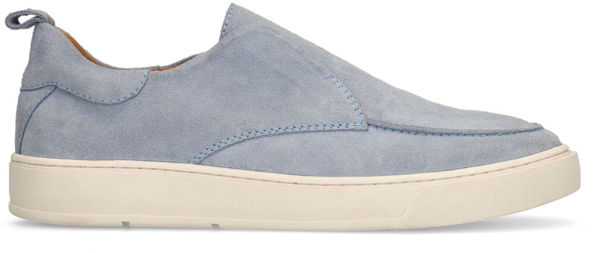 Manfield - Heren - Blauwe suède loafers - Maat 40