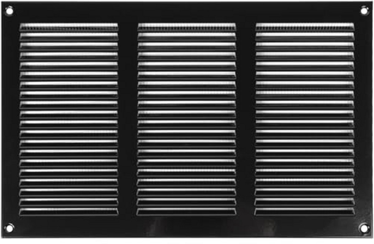 Luchtventildeksel 300 x 200 mm - Zwart Metalen Grill met Ongediertebescherming voor HVAC