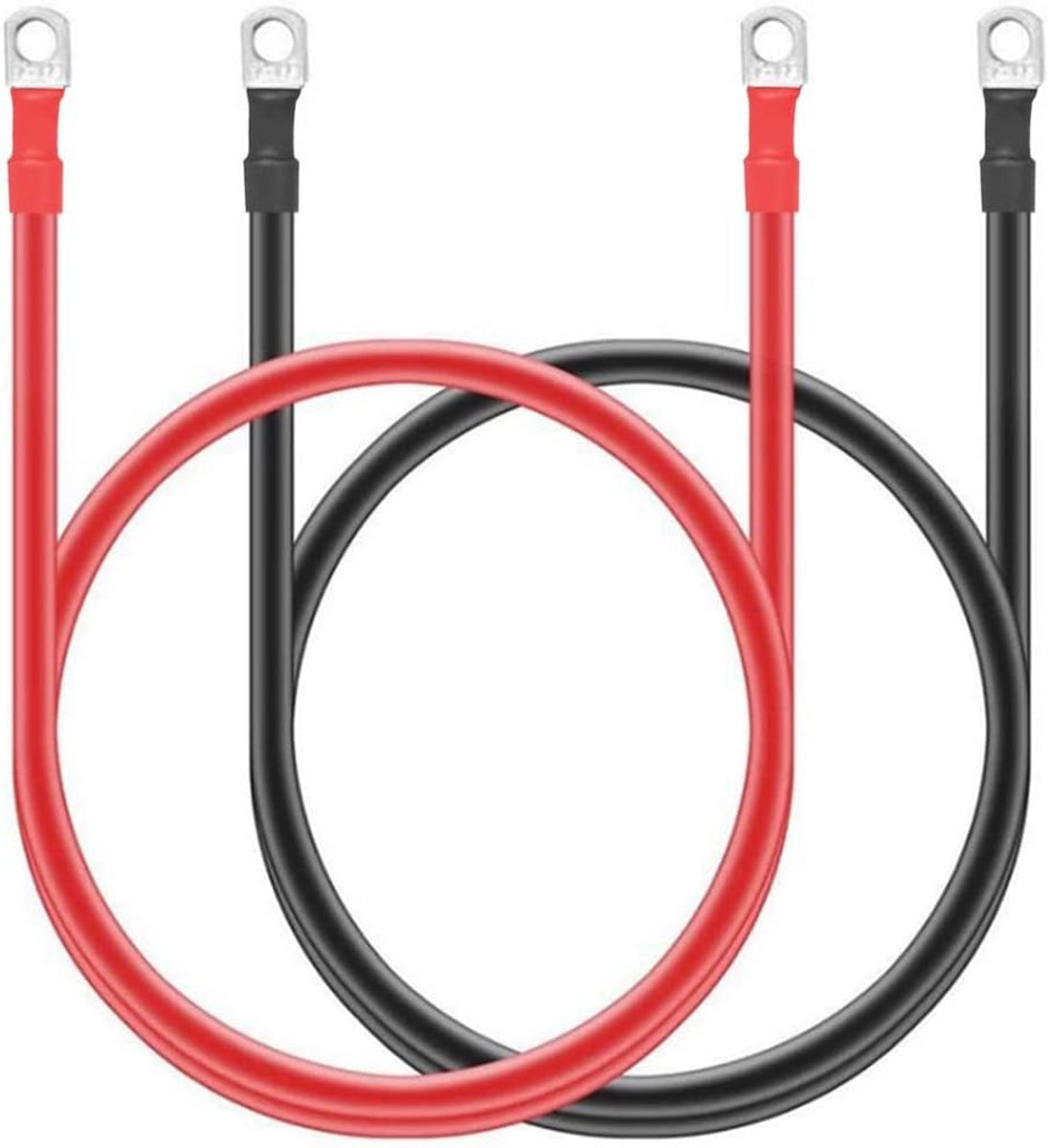 2 Stuks 5 AWG Puur Koperen Batterijkabel met 10mm Kabelschoenen - Hulp voor Zonne-Energie, Camper, Auto en Boot - 50cm Zware Kabel