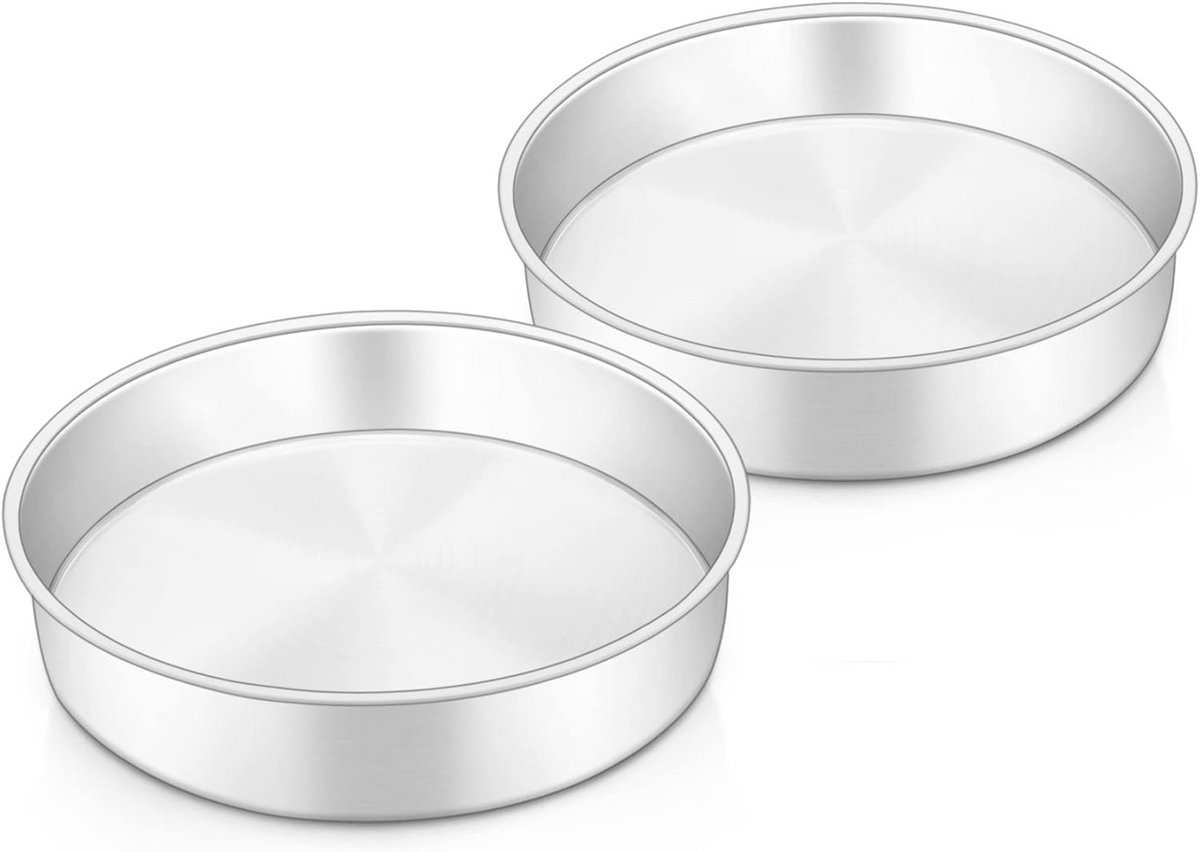 Ronde taartbakvormen set van 2 - Roestvrij staal, 24 cm, niet-giftig en vaatwasmachinebestendig