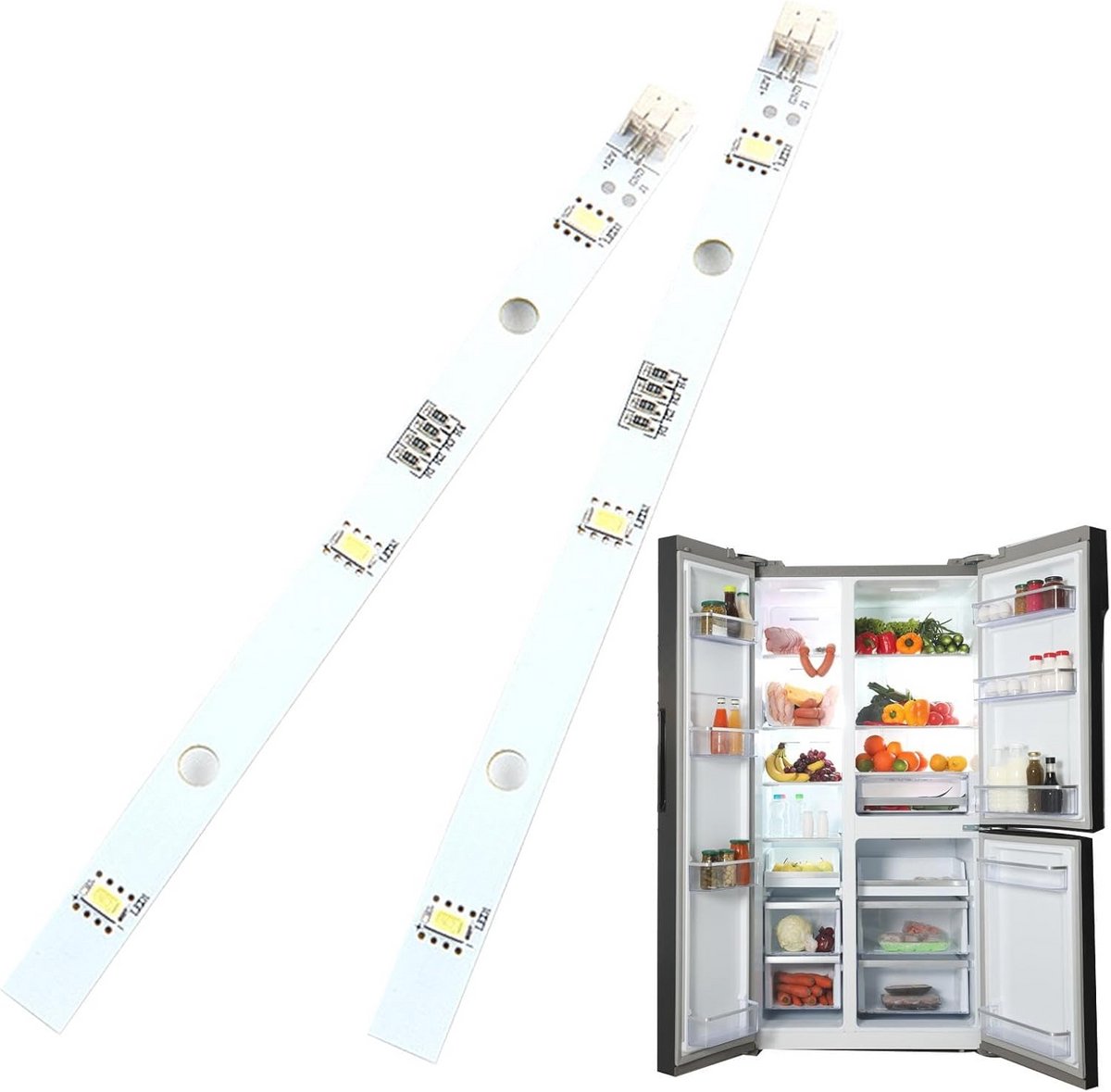 LED-strip verlichting voor koelkast - 2 stuks, koud wit licht (16 x 1 cm)