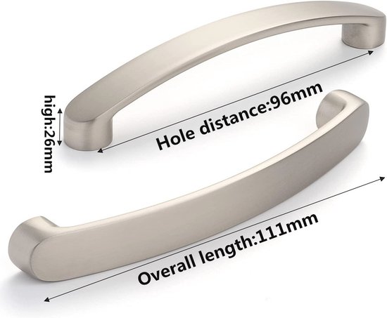 Keukenkast handgrepen geborsteld nikkel 128mm - 6 stuks | bol