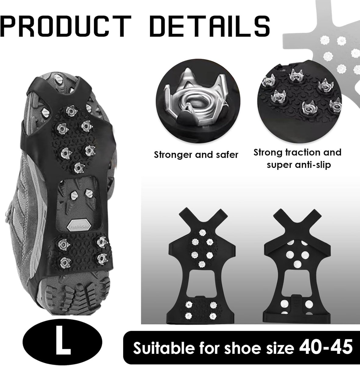 Candala Sneeuwvanger L 40-45 sneeuwschoenen voor schoenen antislip geschikt voor ijs en sneeuw klimmen wandelen en outdooractiviteiten