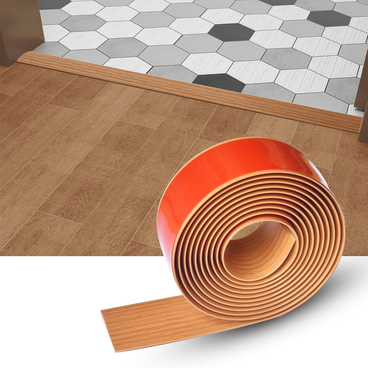 Vloer Overgang Strip - Zelfklevende Vinyl Rand Trim voor Laminaat en Tegels