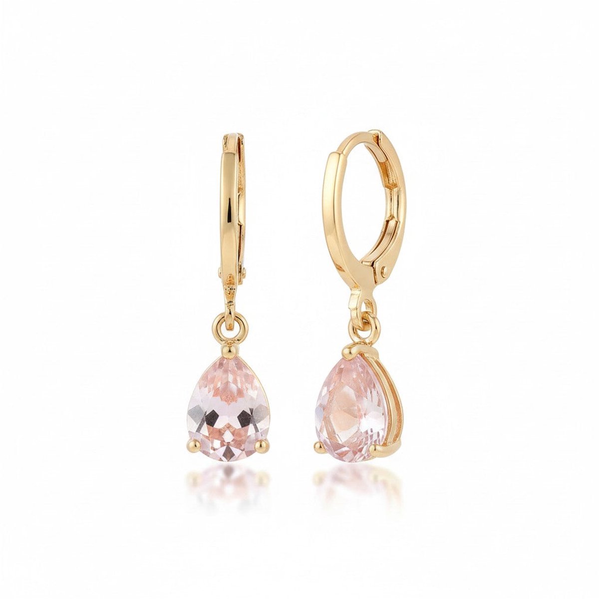 Aramat Jewels | Oorringen | Goudkleurige Mini Oorringetjes Meisje – Roze Druppel Zirkonia – 10mm | | | |9mm | Staal | Kinderen, Volwassenen | Verkleurd niet