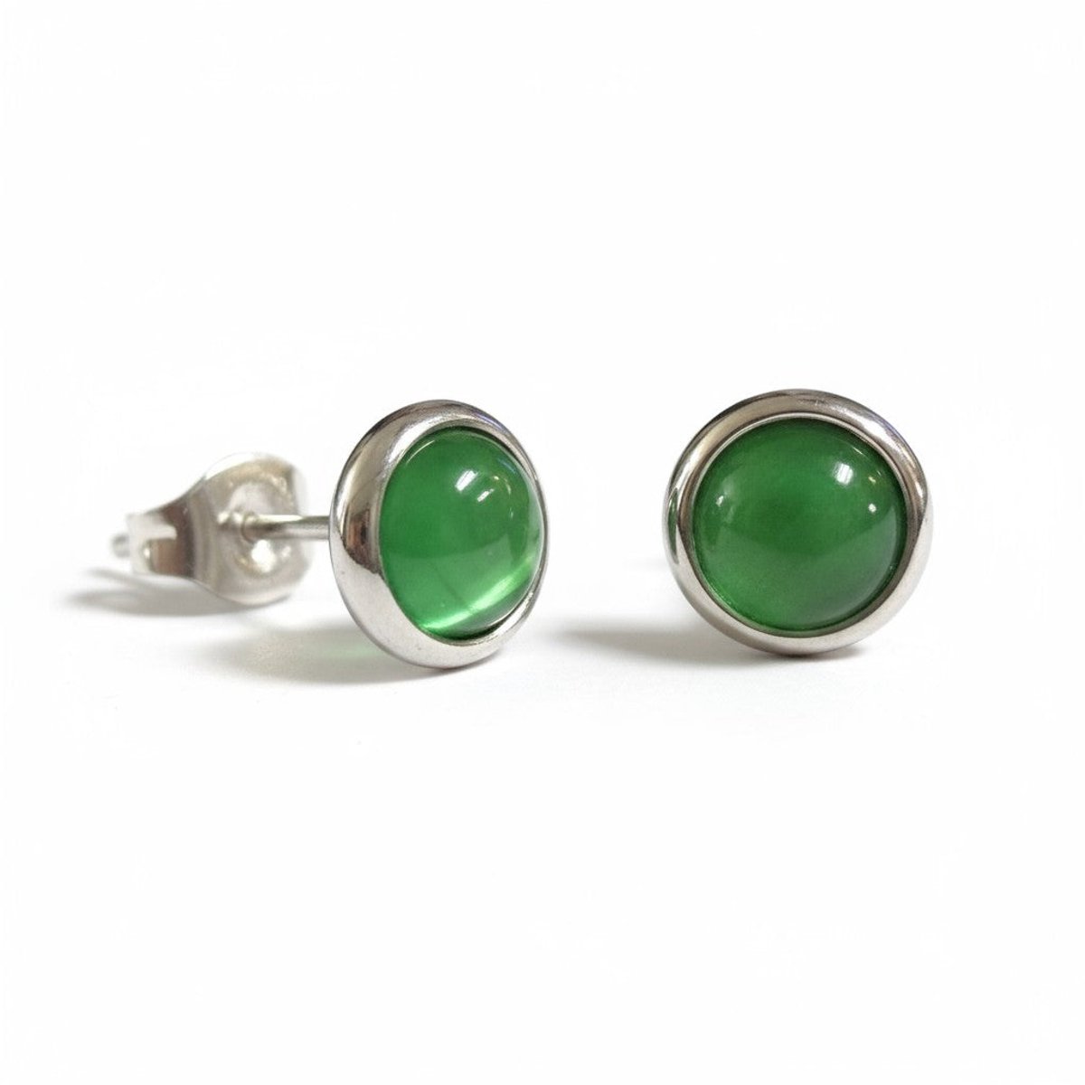 Aramat Jewels | Oorbellen | Stalen Kattenoog Oorbellen 8mm – Groen | | | |8mm | Staal | Kinderen, Volwassenen | Verkleurd niet
