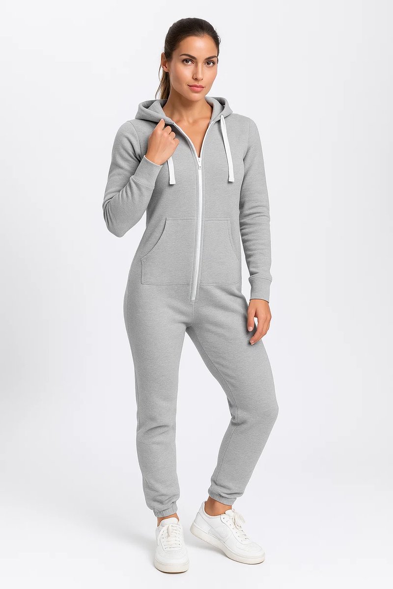 Grijze Onesie - Huispak - Onesie mannen - Onesie Vrouwen — afbeelding 2