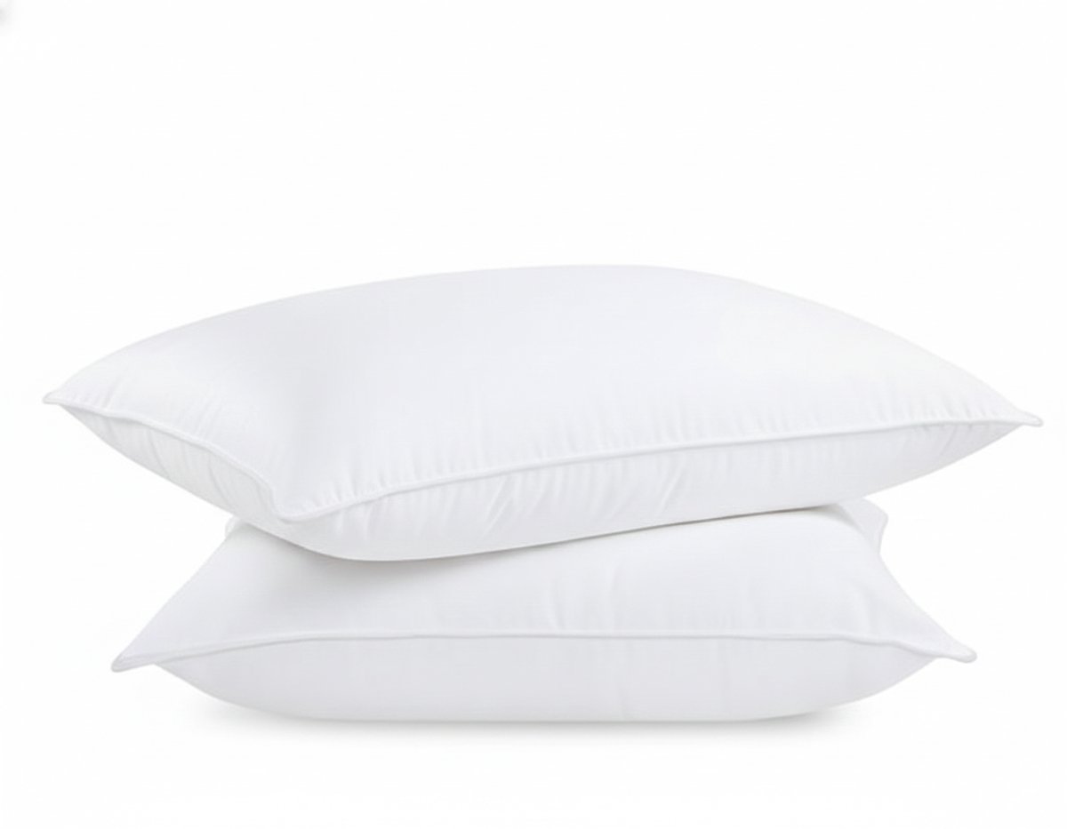 Hoofdkussen - kussen - set van 2 - 50× 70 cm - Zachte Stof met Holle Vezelvulling (Wit)