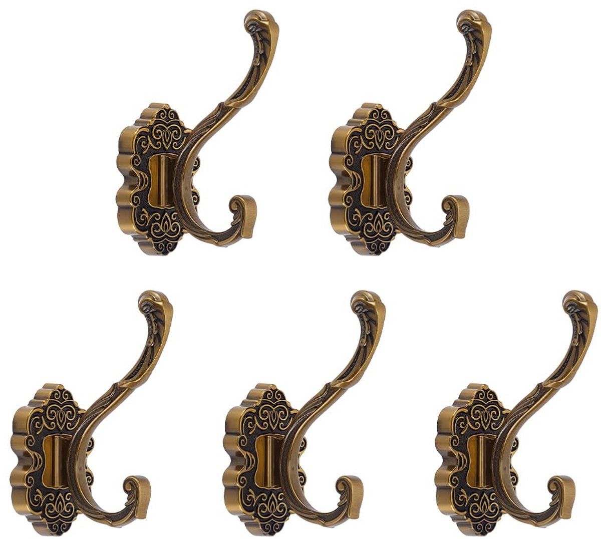 stuks vintage kapstokhaken voor wandmontage, antieke bronzen wandhaken van legering, zware retro decoratieve ophanging voor portemonnee, hoed, sleutels, kleding, gordijn, badkamer, badkamer, douchekast