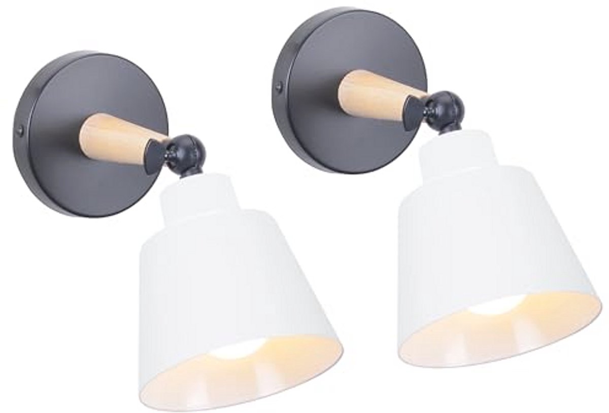 Moderne wandlampen van metaal en hout - Verstelbare E27 wandverlichting voor binnen