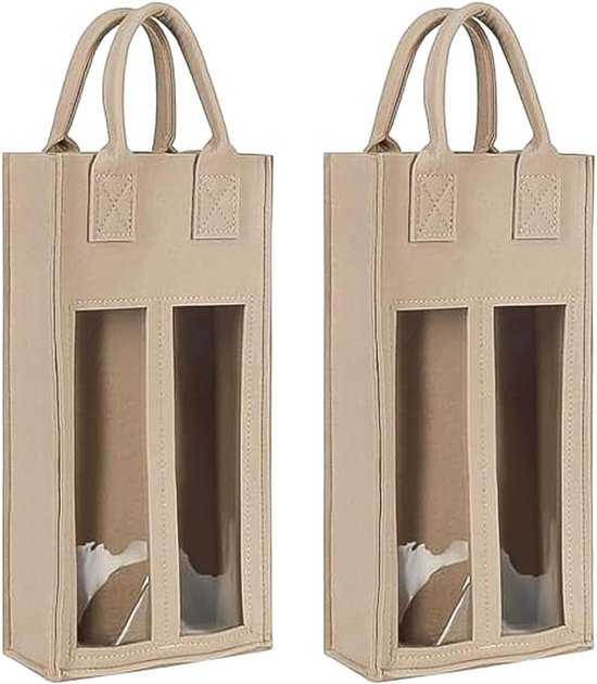 2 Stuks Draagbare Rode Wijn Tas voor Twee Flessen - Schokbestendig en Beschermend voor Wijnflessen, Ideaal voor Cadeaus en Reizen — afbeelding 2