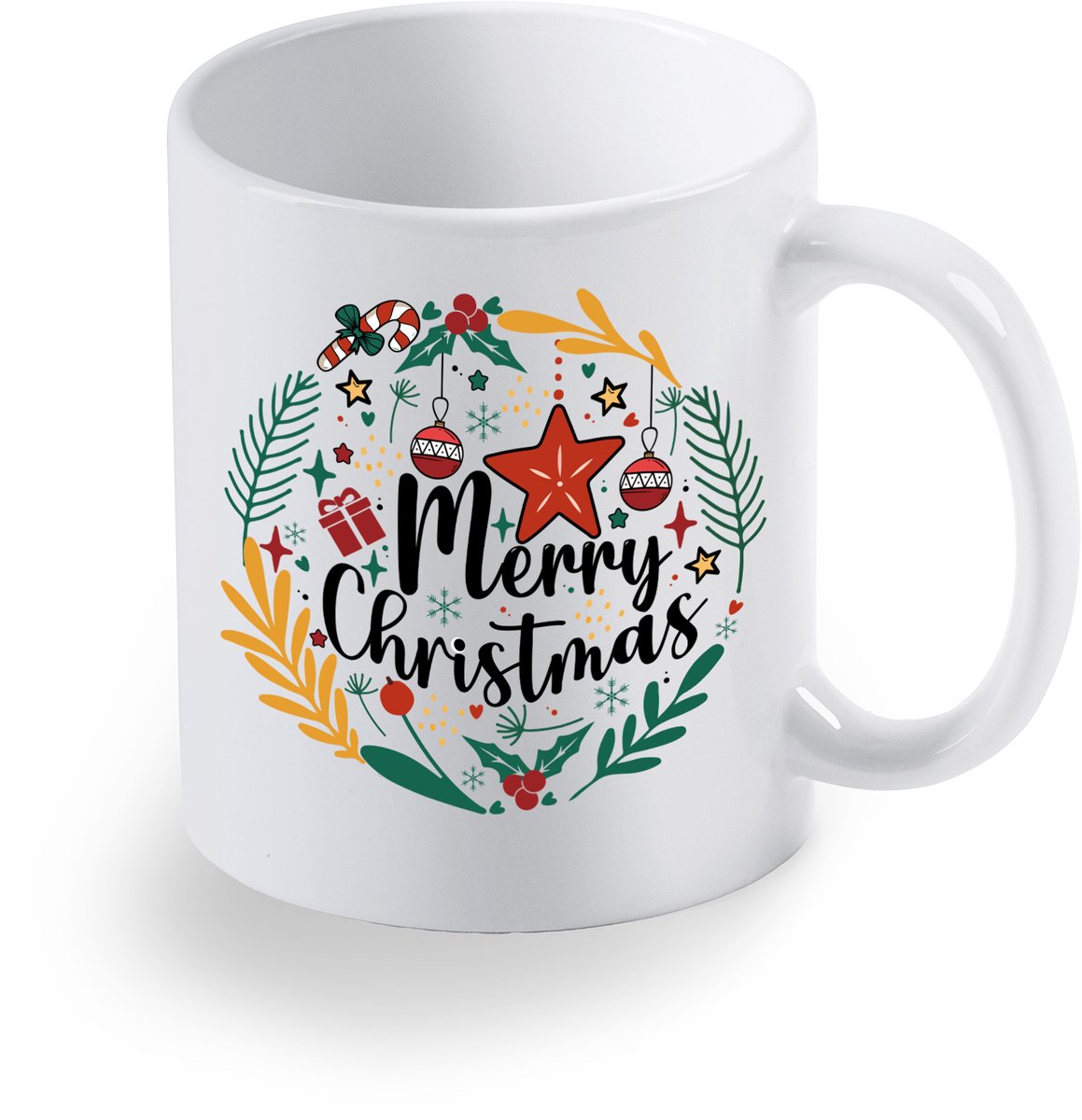 Bedrukte beker Merry Christmas in vorm van kerstbal - Koffie mok - Geschenk - gepersonaliseerd cadeau