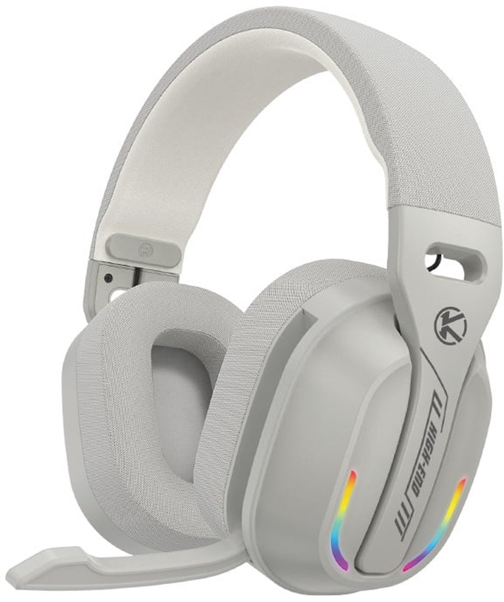 Ntech - Gaming Headset met Microfoon en RGB Light Wit - koptelefoon draadloos - Draadloze Game Headset 2.4GHz, USB C Geschikt voor PlayStation 5, - Bluetooth Gaming Headsets