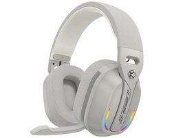 Ntech - Gaming Headset met Microfoon en RGB Light Wit - koptelefoon draadloos - Draadloze Game Headset 2.4GHz, USB C Geschikt voor PlayStation 5, - Bluetooth Gaming Headsets