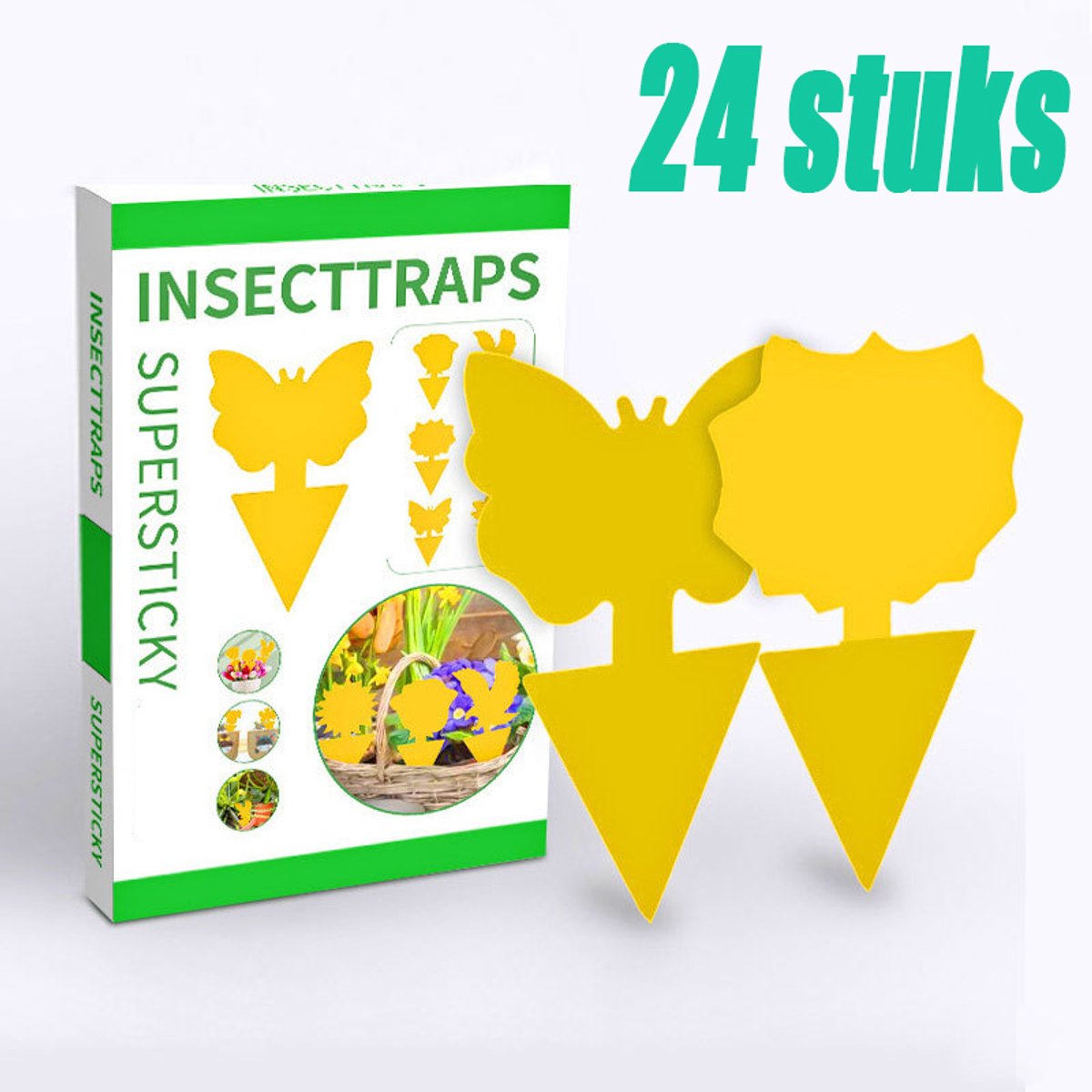 24 stuks - Vliegen Lijmval - vliegenval - gele stickers - ge