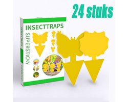 24 stuks - Vliegen Lijmval - vliegenval - gele stickers - gele vallen - plug - in vliegenval voor insecten - vliegenpapier - Rouwvliegjes Bestrijden - muggenverdelger - insectenvanger - plakplank voor tuin - fruit - planten - insecten