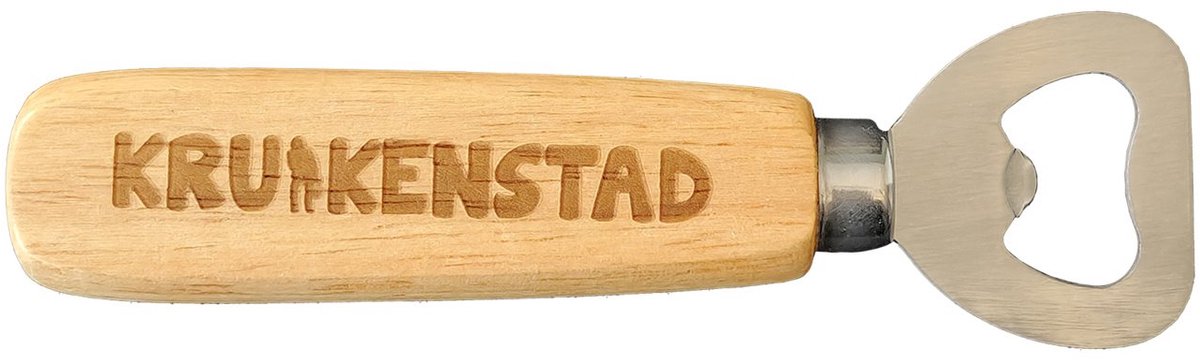 Kruikenstad flessenopener met houten handvat- Bieropener - Opener - Gegraveerd