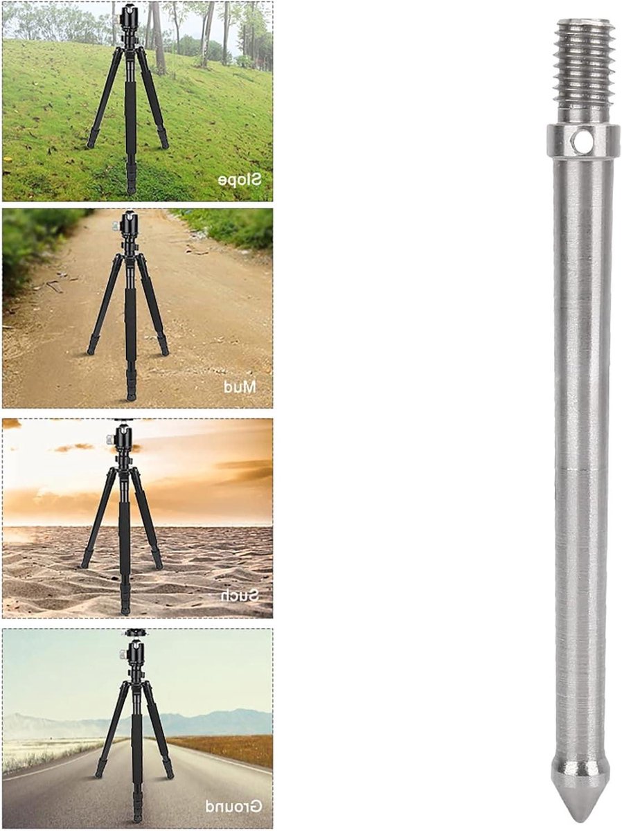 E-Ambar - Metalen spike mount voor statief en monopod, 3/8 inch schroefdraad, camera accessoires, spikes van 8 cm en 12 cm.