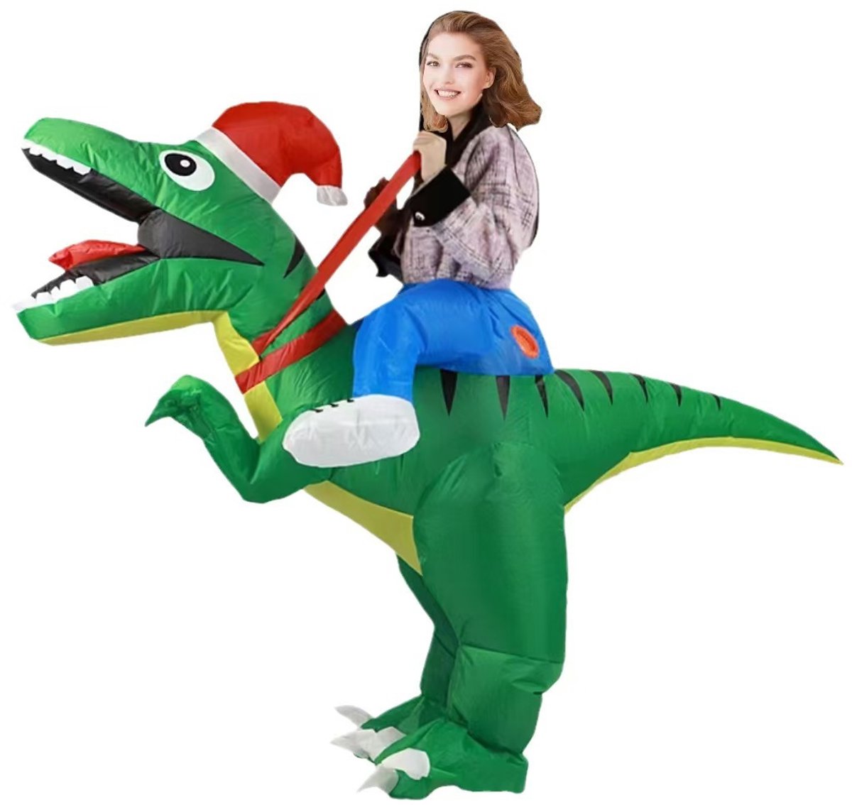 Mmgoqqt 1 Stuk - Kerst-Dragon 150-190cm - Opblaasbare Figuur - Groen - Model - Batterij - Waterdicht - Weerbestendig - Kerstversiering Voor Binnen En Buiten