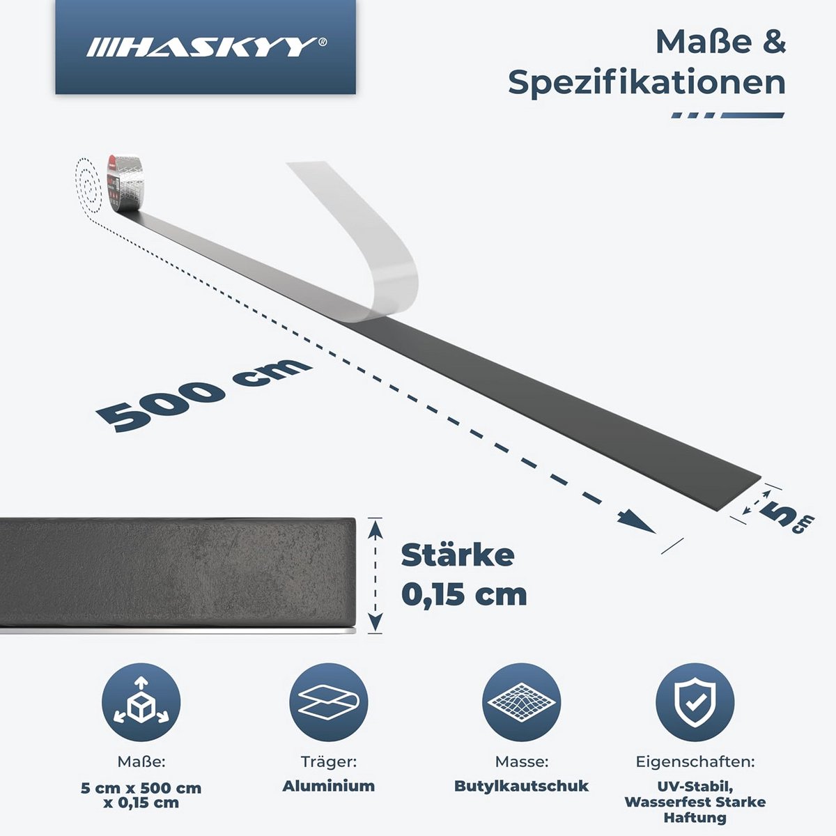 Waterdichte butylband 5 cm x 5 m - UV-bestendig en zelfklevend