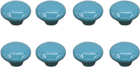 E-Ambar - Decoratieve kastdeurknoppen voor kinderslaapkamer - Set van 8 stuks - Blauwe keramische ladehandgrepen 38 mm met schroeven