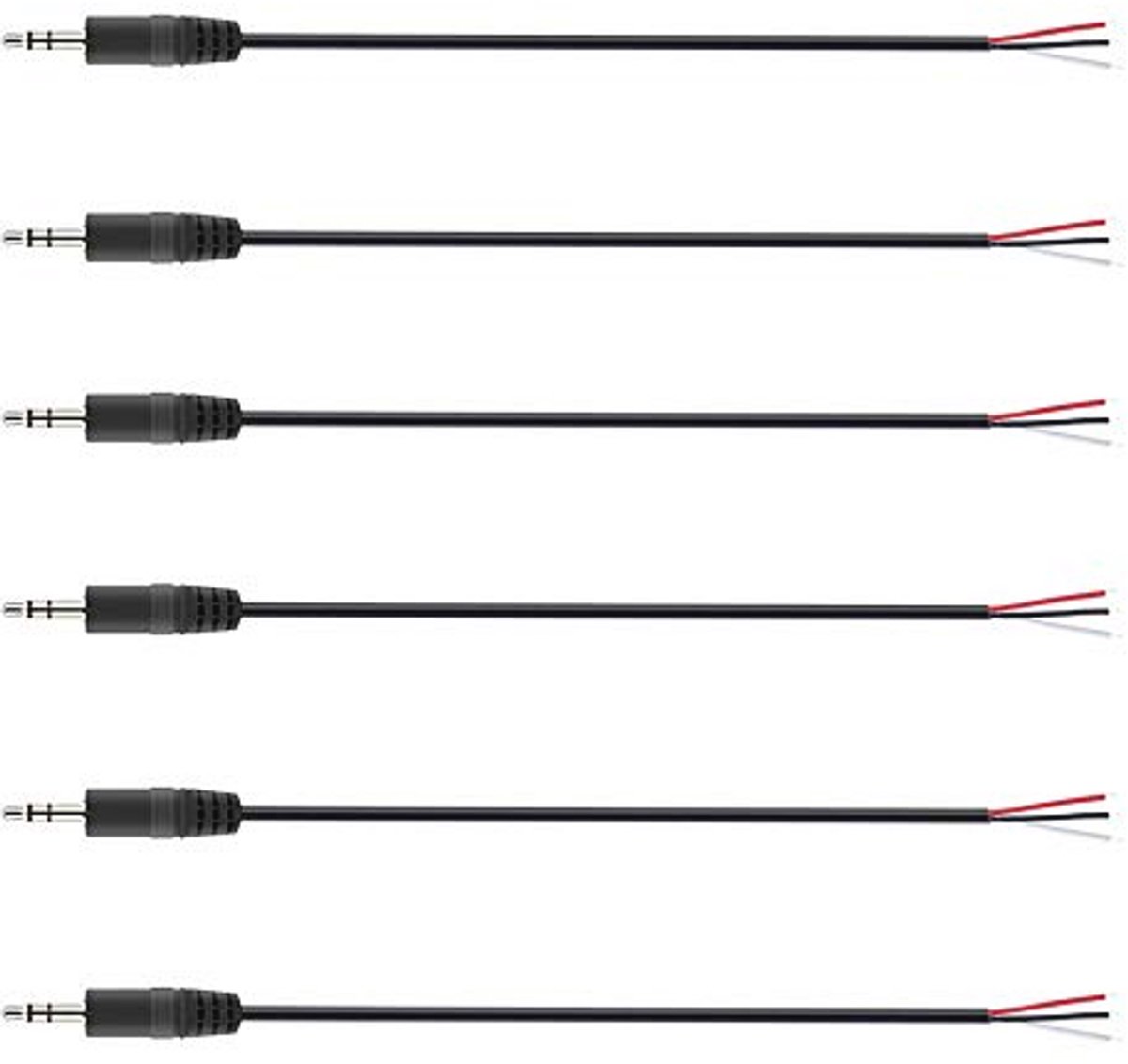 6 Stuks 2.5mm Mannelijke Plug naar Blote Draad TRS 3 Pool Stereo Plug Connector voor Hoofdtelefoon en Oortelefoon