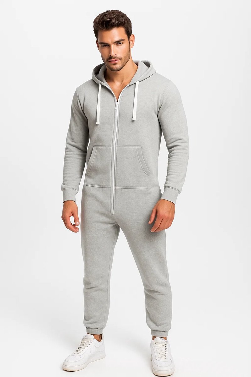 Grijze Onesie - Huispak - Onesie mannen - Onesie Vrouwen - Maat M