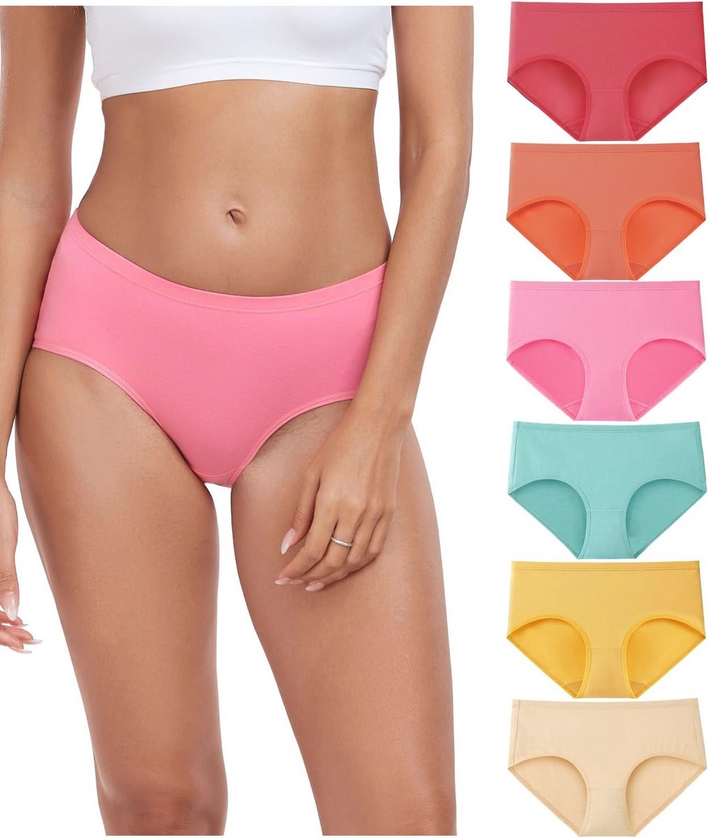 Comfortabele Katoenen Slipjes voor Dames - Volledige Dekking 6 Pack