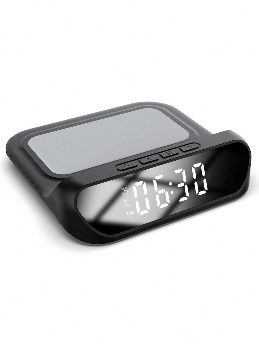Draadloze Oplader met Wekker, Thermometer, LED-display en Nachtlampje – Alles-in-één Oplossing voor jouw Nachtkastje