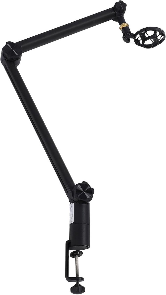 360 Graden Draaibare Microfoonarm Met Tafelhouder - Boom-Arm Voor Podcast en Gaming - Verstelbare Microfoonstandaard - Zwart - 3/8 naar 5/8 Inch Adapter - Duurzaam en Flexibel - Geschikt Voor Verschillende Microfoons